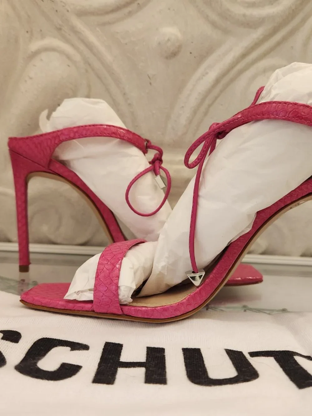 SCHUTZ Women's Mavis Heel Sandals. Leather. Paradise Pink. NIB. Size Various